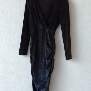 Thalia Sodi Black and Silver Long Sleeve Dress